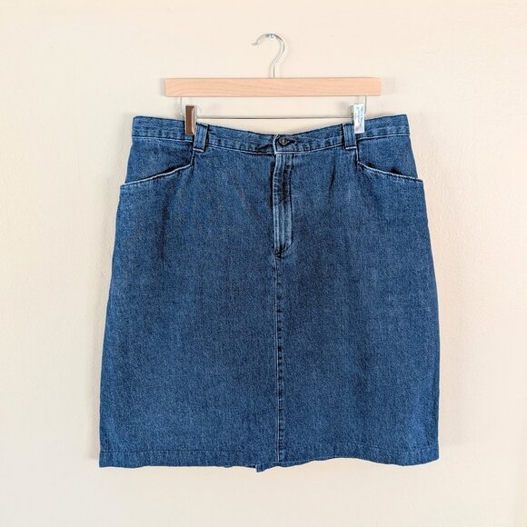Lee Vintage Classic Denim Pencil Mini Skirt Plus Size 20 M 100% Cotton‎ Pockets - Picture 1 of 4